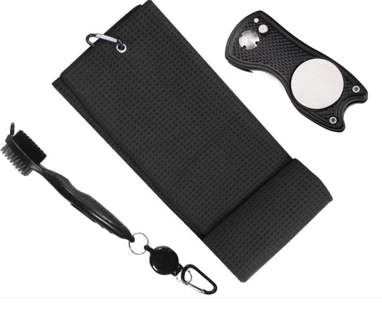 Golf Accessoires Set - Golf Handdoek + Golf Pitchfork + Golf Borstel