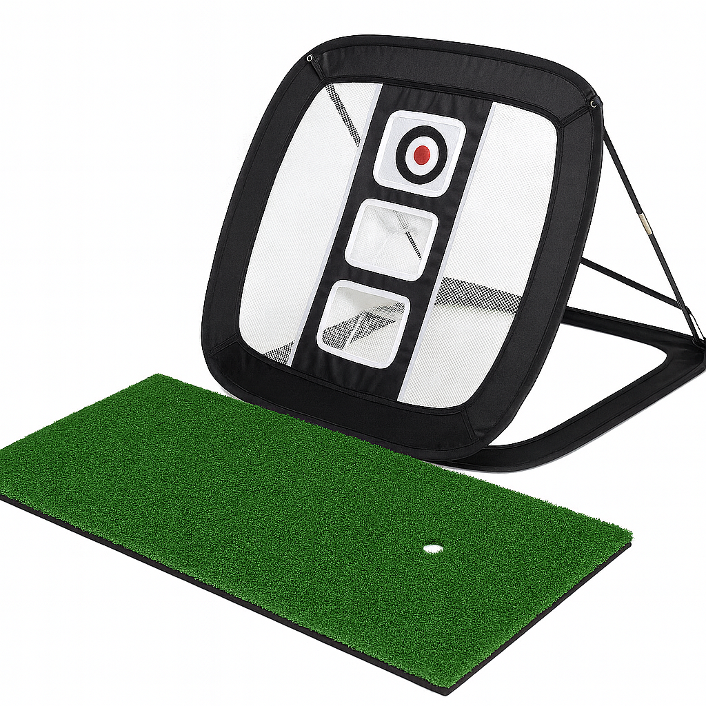 Tapis de golf d'entraînement 50 x 80 + filet d'approche (ensemble combiné)